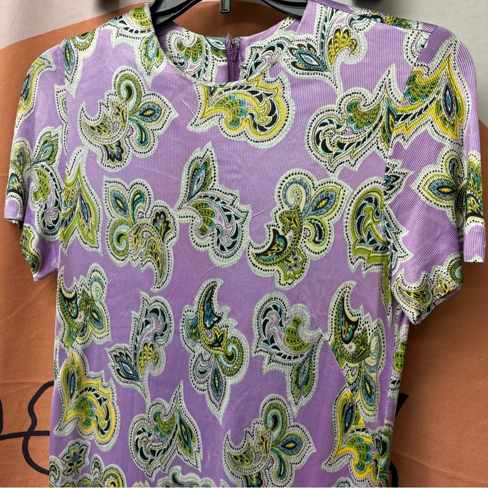 Vintage silky lavender, paisley dress - Picture 6 of 13